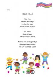 English Worksheet: Song Sheet:  Hello, Hello