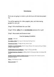 English worksheet: Interview and be interviewed!