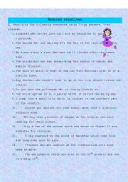 English Worksheet: REDUCED RELATIVE CLAUSE