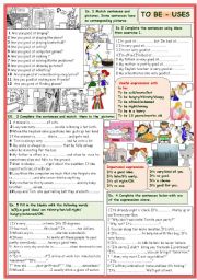 English Worksheet: To be: different uses.