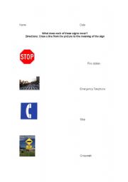 English worksheet: Safety signs worksheets