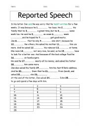 English Worksheet: Exercise reported Speech