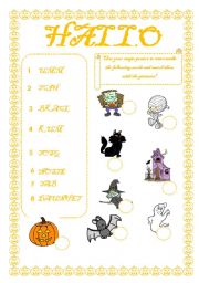 English worksheet: Unscramble the words - Halloween
