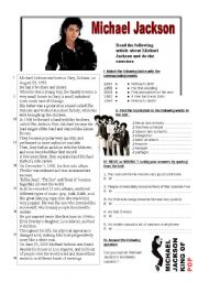 English Worksheet: Michael Jackson
