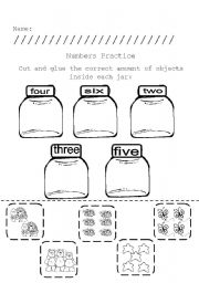 English Worksheet: Number Jars