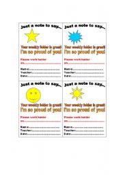 English worksheet: cards to motivate students