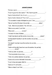 English worksheet: Personal Pronouns