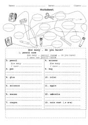 English Worksheet: How many ...do you have?