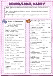 English Worksheet: Bring,take, carry