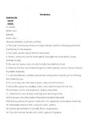 English Worksheet: vocabulary