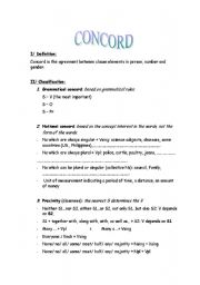 English worksheet: The concord