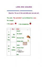 English Worksheet: LIKES AND DISLIKES I