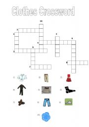 English Worksheet: Clothes Crossword