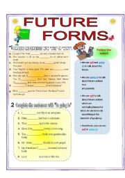 English Worksheet: Future forms. WIll - Wont  or be going to. 