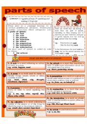 English Worksheet: PARTS OF SPEECH