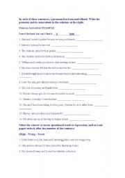 English worksheet: Identifying parts of speech