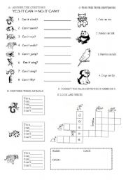 English Worksheet: MODAL CAN PRACTICE