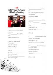 English Worksheet: U2 SONG - I STILL HAVENT FOUND WHAT IM LOOKING FOR
