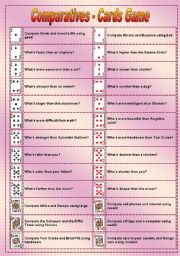 English Worksheet: Comparatives - Cards Game (fully editable)