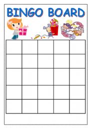 English Worksheet: reusable bingo board