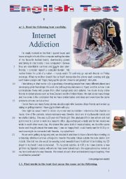 English Worksheet: TEST - INTERNET ADDICTION (4 pages)