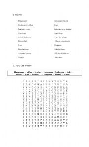 English worksheet: places at school