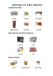 English worksheet: THINGS IN THE HOUSE