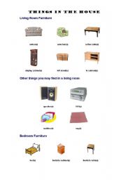 English Worksheet: THINGS IN THE HOUSE