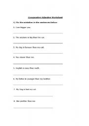 English Worksheet: Comparative Adjective ESL Worksheet