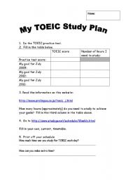 English Worksheet: My TOEIC Study Plan