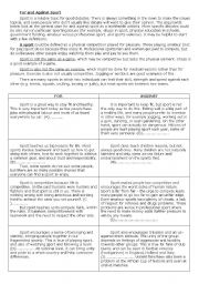 English Worksheet: Article on sports