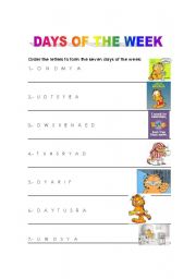 English Worksheet: DAYS OF THE WEEK