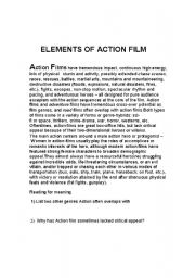 English worksheet: worksheet on action genre