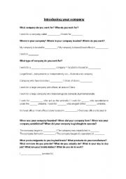 English Worksheet: Introducing you and your business 