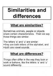 English Worksheet: Similarities and Differences