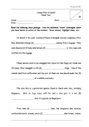 English Worksheet: Cloze passage practice using contextual clues