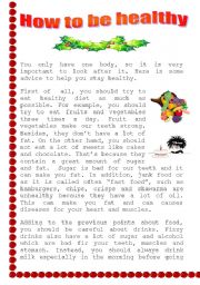 English Worksheet: How to be healthy