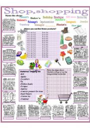 English Worksheet: Shop, shopping 