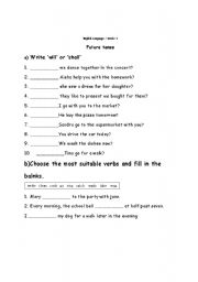 English Worksheet: future tense