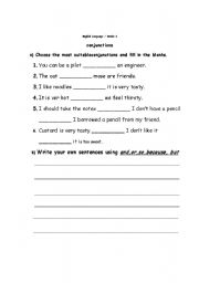 English Worksheet: conjunctions