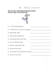 English Worksheet: My daily routine