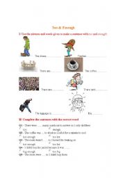 English worksheet: too and enough