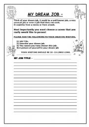 MY DREAM JOB CREATIVE WRITING TEMPLATE - ESL worksheet by JessSA