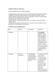 English worksheet: Multi-level task for a short story