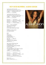 English Worksheet: The Boys Does Nothing- Alesha Dixon