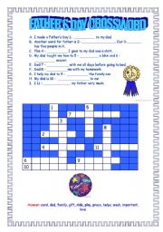 English Worksheet: Fathers Day Crossword