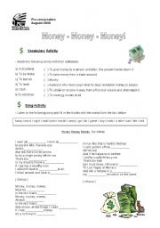 English Worksheet: Conversation class about  Money (Students copy)