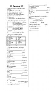 English worksheet: Review  7th grade