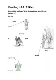 English Worksheet: Reading The Lord of the Rings by J.R.R.Tolkien - with exercises (Part 1)