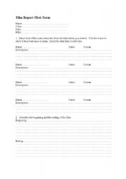 English worksheet: filmreport form